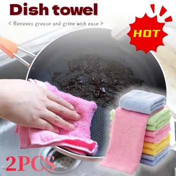 Бытовое кухонное полотенце для посуды, маленькое красочное полотенце из древесного волокна, кухонные впитывающие и быстросохнущие салфетки, многоразовые салфетки для уборки