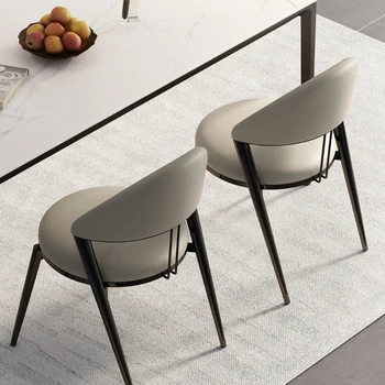Металлические обеденные стулья в скандинавском стиле, салон для спальни из искусственной кожи, Уникальные дизайнерские обеденные стулья, Современная роскошная мебель для столовой Silla WK50CY