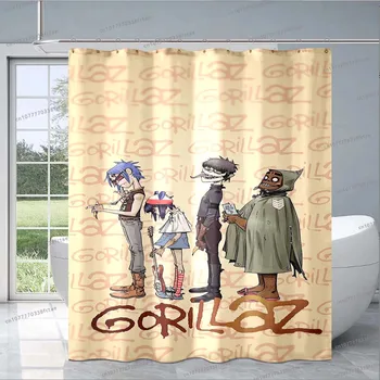 Занавеска для душа с героями мультфильмов GORILLAZ Американская рок-группа Занавеска для душа Для любителей музыки Украшение ванной Комнаты Занавеска для душа