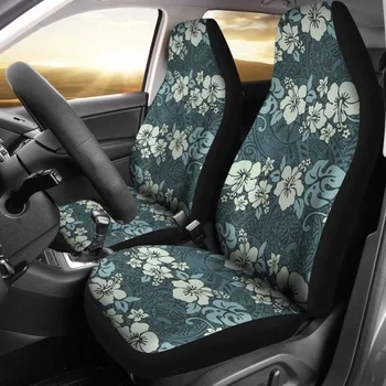 Чехлы для автомобильных сидений с рисунком гавайского гибискуса 07, комплект из 2 универсальных защитных чехлов для передних сидений
