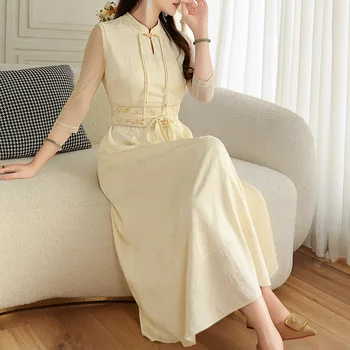 Элитный Весенне-летний китайский стиль Qopao, женское элегантное платье Cheongsam с вышивкой, женское платье S-XXL