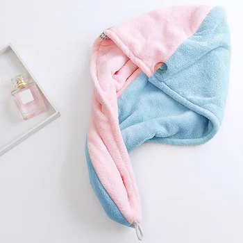Утолщенное банное полотенце для сушки волос для взрослых, 1 шт., двухцветная впитывающая салфетка из микрофибры, шапочка для полотенец, принадлежности для сухих волос в женской ванной