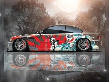 Обертка для автомобиля Samurai, ливрея японского автомобиля, литая виниловая обертка, наклейка для модификации украшения автомобиля в стиле аниме универсального размера