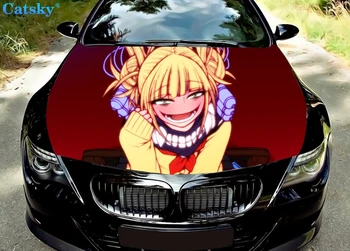 Автомобильные коврики My Hero Academia Toga Himiko, Наклейка со львом на капот автомобиля, виниловая наклейка на капот, полноцветная графическая наклейка