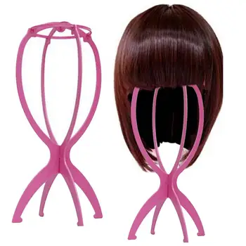 Пластиковая подставка для парика Переносная Подставка для головы для парика Пустой Розовый держатель для подвешивания парика Прочные Инструменты для демонстрации волос Аксессуары для парика
