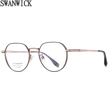 Swanwick титановые овальные очки для женщин, синяя легкая модная оправа для очков для мужчин, черный, серебристый, лидер продаж, женские унисекс