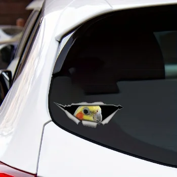 Наклейка на автомобиль, наклейка с попугаем Cockatiel, разорванная металлическая наклейка, наклейка на окно, бампер с диким животным, 3D-маскирующие следы для укладки