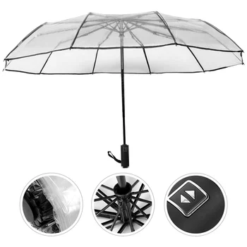 Автоматический зонт Прозрачные складные зонты для дождя Карман из ПВХ для небольших путешествий