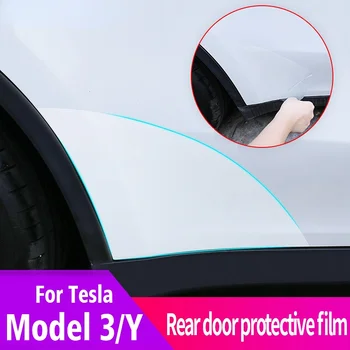 Треугольная Защитная Пленка Задней Двери Для Автомобиля Tesla Model 3 Model Y PPF Прозрачная Отделка Наклейки Украшение Ремонт Автомобиля Наклейка