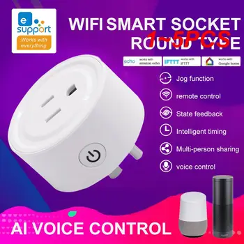 1 ~ 5ШТ Tuya WiFi Smart Plug Розетка Smart Life App Пульт дистанционного управления Работает с Alexa Home Стандарт США