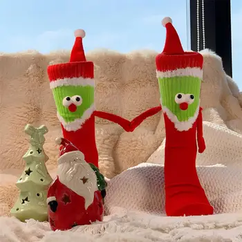 Магнитные Носки Ручной вязки Праздничные Рождественские Носки с Мультяшным Магнитным Дизайном Ручной Вязки Средней длины для новых