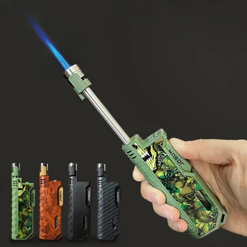 Креативная Ветрозащитная зажигалка с телескопическим шестом с синим пламенем, которую можно использовать на кухне, зажигалка для пистолета-распылителя для кемпинга на открытом воздухе