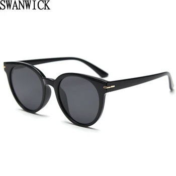 Swanwick солнцезащитные очки в большой оправе поляризованные мужские TR90 ретро круглые солнцезащитные очки для женщин Корейский стиль лето унисекс 2024 высокое качество