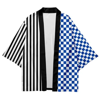 Плюс Размер XXS-6XL 5XL Полосатая Шахматная Доска Японская Азиатская Уличная Одежда Кимоно Тандзиро Кардиган Женщины Мужчины Harajuku Haori Топ Юката
