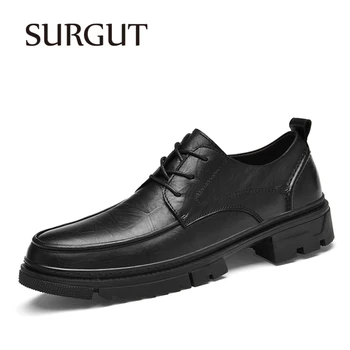Модные мужские модельные туфли-оксфорды на шнуровке, минималистичные высококачественные мужские модельные туфли большого размера из натуральной кожи