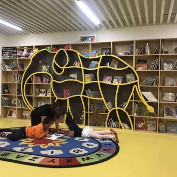 Креативная детская книжная полка, полка для чтения в форме слона, библиотечная полка для книг с картинками, мягкая полка для детского сада в форме стены