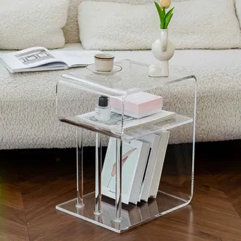 Скандинавская Мебель Акриловый журнальный столик Прозрачный Чайный столик Диван для гостиной Приставной столик Креативный Прикроватный столик Шкаф для хранения