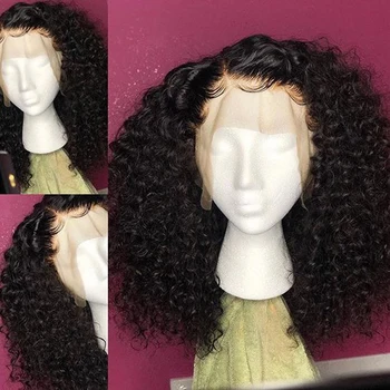 Бесклеевой Предварительно выщипанный Длинный Черный 26-дюймовый парик с кудрявыми кружевами спереди 180% плотности для чернокожих женщин с ежедневным косплеем BabyHair