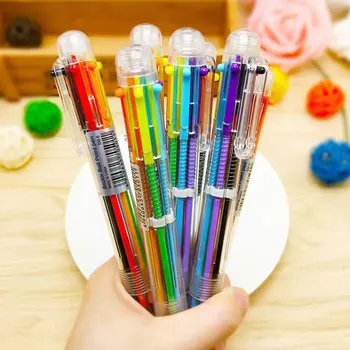 Шариковая ручка, маркер, Корейская креативная канцелярская ручка, 6 цветов в 1, Цветная шариковая ручка, школьные принадлежности для детей