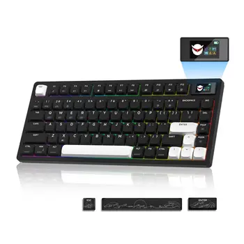 Низкопрофильная черная механическая клавиатура L75 PRO Беспроводная связь Bluetooth 5.1/2.4 ГГц с OLED-дисплеем 75% Игровая клавиатура для Win Mac
