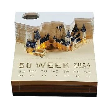 Блокнот с календарем Cube Castle LED 3D Блокнот для заметок, альбом для вырезок, Рождественский подарок на День рождения