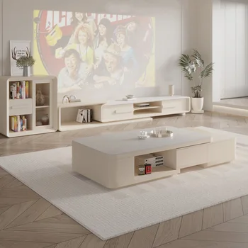 Простой журнальный столик-органайзер Современный роскошный квадратный японский журнальный столик с белыми выдвижными ящиками Мебель Mesa De Centro De Sala