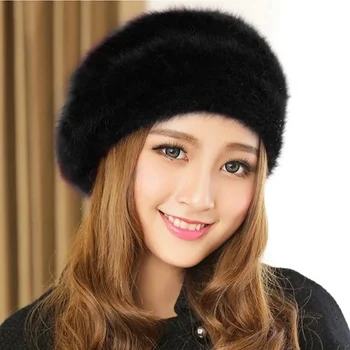 Женский гольф Зимняя Корейская версия, женская универсальная осенне-зимняя шапка-берет из искусственного меха кролика, теплая и утолщенная