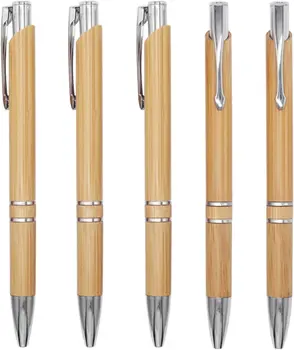 1 шт. выдвижные шариковые ручки Ручка из натурального бамбука Рабочая ручка со средним заострением 1 мм Персонализированный подарок Школьные канцелярские принадлежности