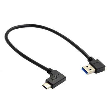 30 см Левый / Правый Угол USB 3.0 A штекер к USB 3.1 Type-C Колено Кабель Для Синхронизации данных и зарядки USB-C Конвертер Адаптер 0,25 м