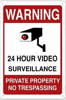 Металлический плакат, предупреждающий знак, Круглосуточное видеонаблюдение, Частная собственность, посторонним вход воспрещен, Настенный декор, табличка, жестяная вывеска
