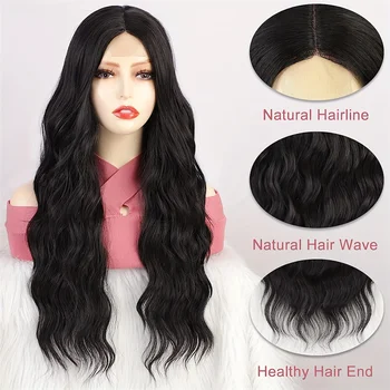 Парик из человеческих волос на кружеве 13x4, плотность 150%, естественно выглядящий длинный черный волнистый парик для ежедневного использования и вечеринок