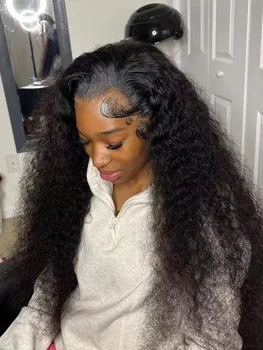 GEECSKOL OVE Для африканских женщин Новые Черные Длинные Вьющиеся волосы спереди кружевные головные уборы из высокотемпературного химического волокна