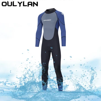 Oulylan 3 мм/2 мм гидрокостюм из неопрена с длинным рукавом Для мужчин, сохраняющий тепло, Водонепроницаемый водолазный костюм для серфинга с маской и трубкой, полный гидрокостюм