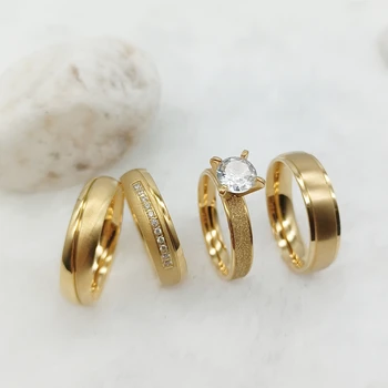 Турецкое кольцо из Саудовской Аравии весом 2 грамма, свадебные наборы для помолвки для пар, ювелирные изделия из 24-каратного золота, кольцо с кубическим цирконием и бриллиантом
