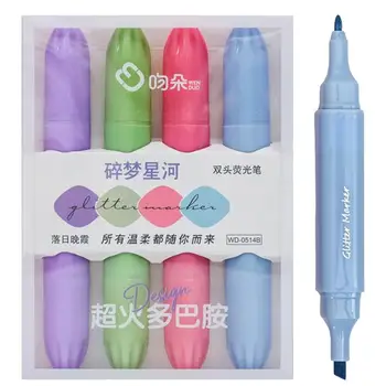 Набор маркеров 4шт, Милые Цветные Маркеры, ручки с двойными концами, пастельные Kawaii, стационарные школьные принадлежности для офиса