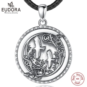 Ожерелье с Вороном-викингом из стерлингового серебра 925 пробы Eudora для мужчин и женщин, Подвеска-ласточка с воронами-викингами из прекрасного леса, Индивидуальный Ювелирный подарок