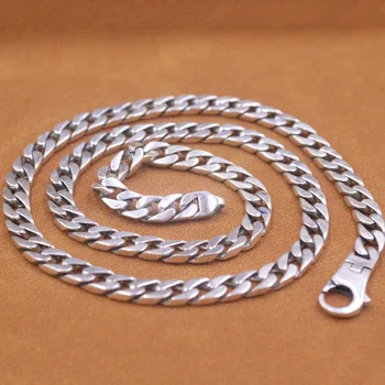 Настоящая цепочка из стерлингового серебра 925 пробы для женщин и мужчин, 7 мм, массивное кубинское звено, снаряженное ожерелье, длина 22 дюйма, 57-58 г