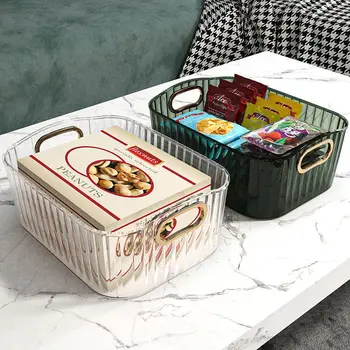 Легкий Роскошный ящик для хранения различных закусок на рабочем столе, Прозрачная коробка для хранения косметики в гостиной и ванной комнате