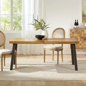 Деревянные обеденные столы, 32,25 дюйма x 69 дюймов x 29,5 дюйма, Коричневая, Серая Большая Прямоугольная Кухонная мебель