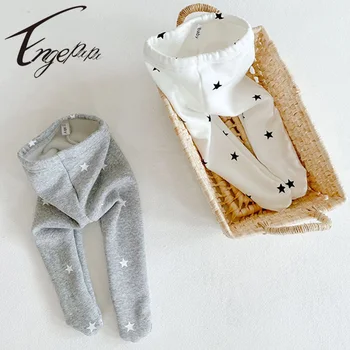 Engepapa, новинка 2021 года, зимняя детская одежда в корейском стиле, леггинсы для новорожденных, одежда для новорожденных девочек из толстой шерсти Cute Star Снаружи
