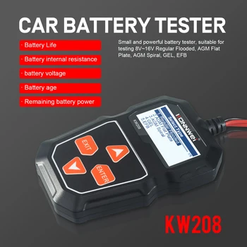 Тестер автомобильного аккумулятора KONNWEI KW208 с напряжением 12 В от 100 до 2000CCA, тестер круговой зарядки, анализатор заряда аккумулятора на 12 Вольт, инструменты для работы с аккумуляторами