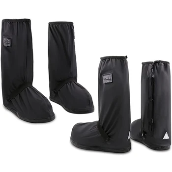 2 пары водонепроницаемых бахил Черный ПВХ со светоотражающими листами Размер XXL Дождевики, чехлы для ботинок от снега и дождя