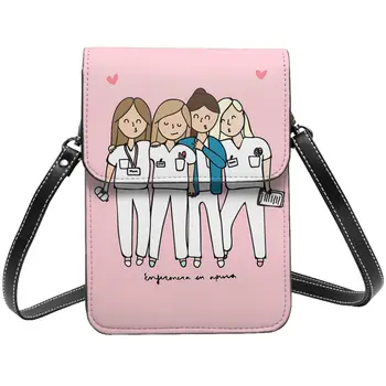 Мультяшная сумка доктора и медсестры Enfermera En Apuros Grocery, уличная женская сумка для мобильного телефона, подарочные забавные кожаные сумки
