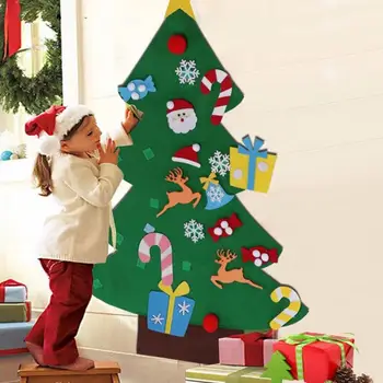 Рождественская елка из фетра своими руками Рождественское украшение для дома Navidad 2023 Новогодние рождественские украшения Санта Клаус Рождественские подарки для детей