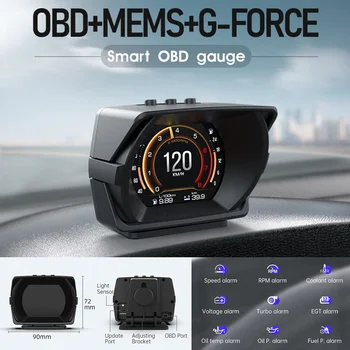 Автомобильный HUD-дисплей гоночного класса A450 Многофункциональный OBD2 ЖК-приборная панель GPS Измеритель наклона Сигнализация