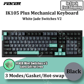 Механическая Клавиатура FEKER IK105 Plus Pro Беспроводная 3 Режима Bluetooth 2.4G RGB Прокладка Горячая Замена Смазанные Переключатели PBT Dye Sub Keycaps