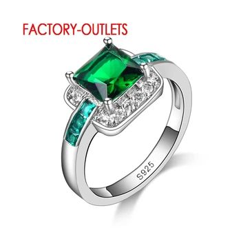 Женские кольца с зеленым фианитным кристаллом 925 пробы Elgant Fashon Обручальные кольца для женской бижутерии