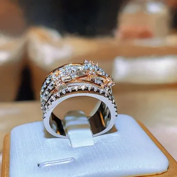 Роскошное европейское и американское двухцветное кольцо с микромозаикой высокой точности 2023 года, женское кольцо в индивидуальном стиле