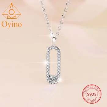 Женское ожерелье Oyino NEW Подвеска из муассанита из стерлингового серебра S925 пробы, противоаллергические модные простые ювелирные подвески