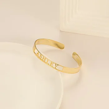 Полый браслет с пользовательским названием для женщин, Персонализированные браслеты с подвеской из нержавеющей стали, цвета: золотистый, серебристый, на заказ, подарок для подруги